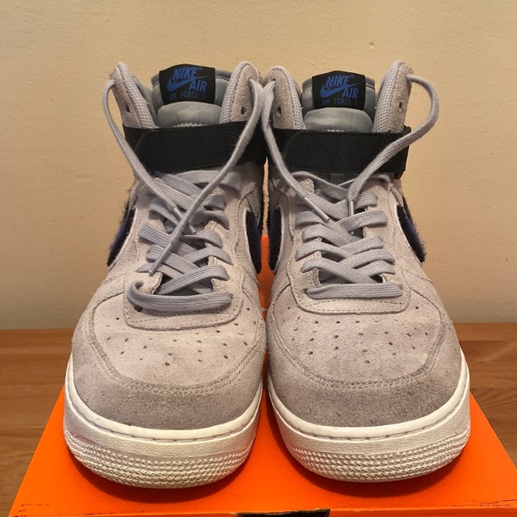 2018 Nike Air Force 1 High 07 LV8 Chenille Swoosh Grey Suede SZ 10.5| 806403-015 - Picture 2 of 7